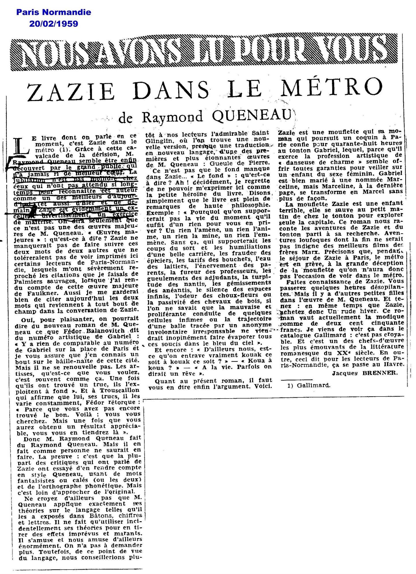 PARIS NORMANDIE - 20 février 1959