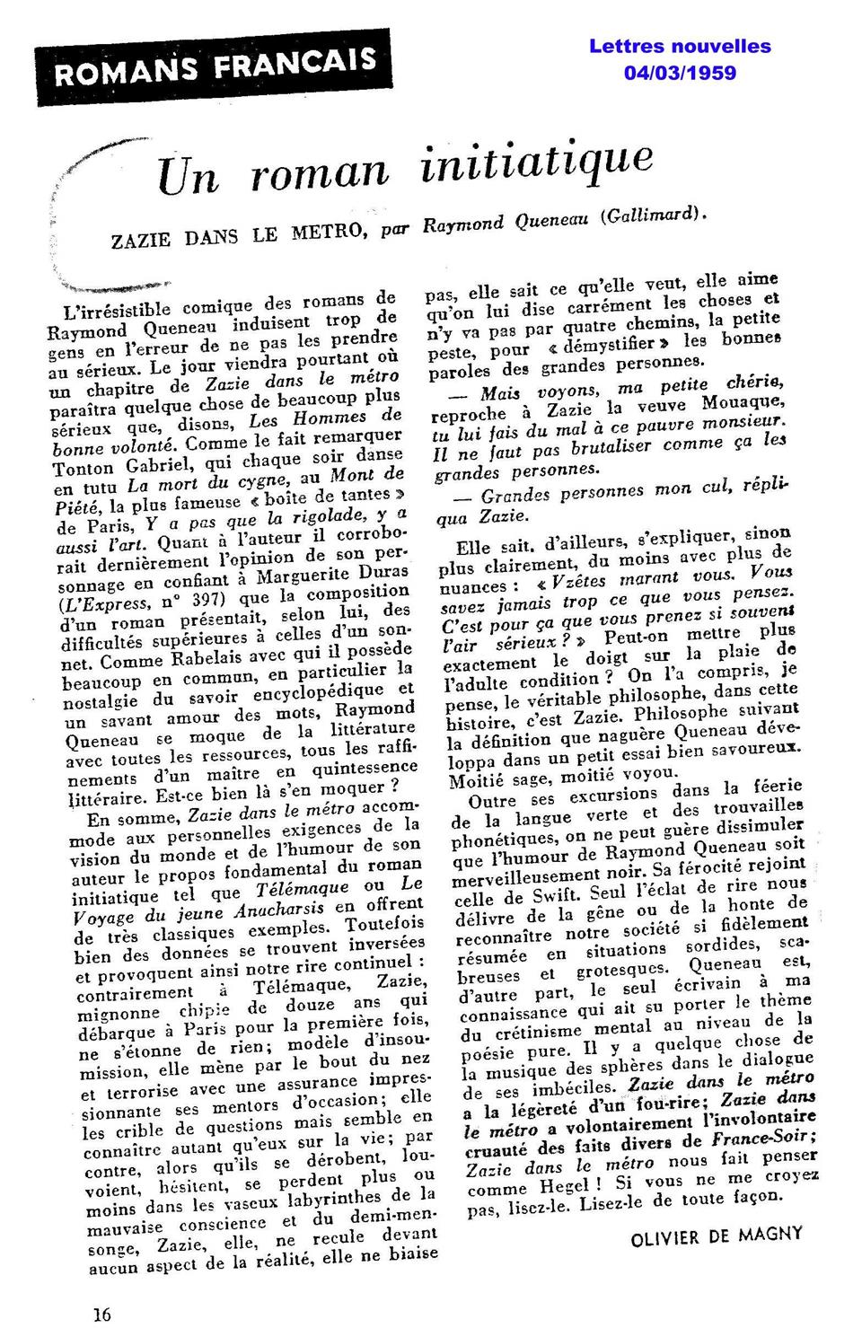 Lettres nouvelles - 04 mars 1959